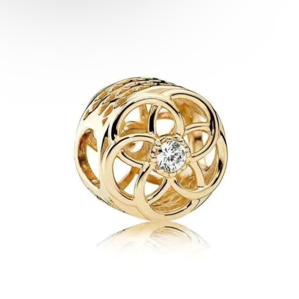 Gold flower spacer charm